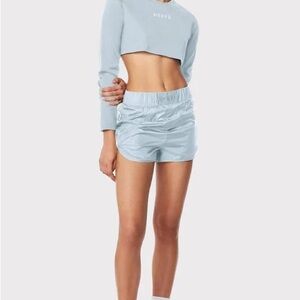 Herve Leger shorts & Social scene Blue Striped Shorts